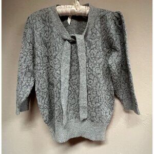 Vareuse Tokyo Womens  Puff Sleeve Knit Sweater Medium Metallic Gray Grandmacore